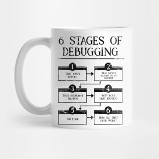 6 Stages Of Debugging Black Mug